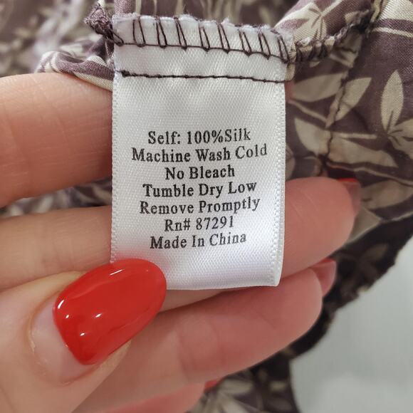 Johnny Was Blouse Womens Medium Silk Floral Boho Peasant Tunic Long Sleeve Top - Picture 7 of 8